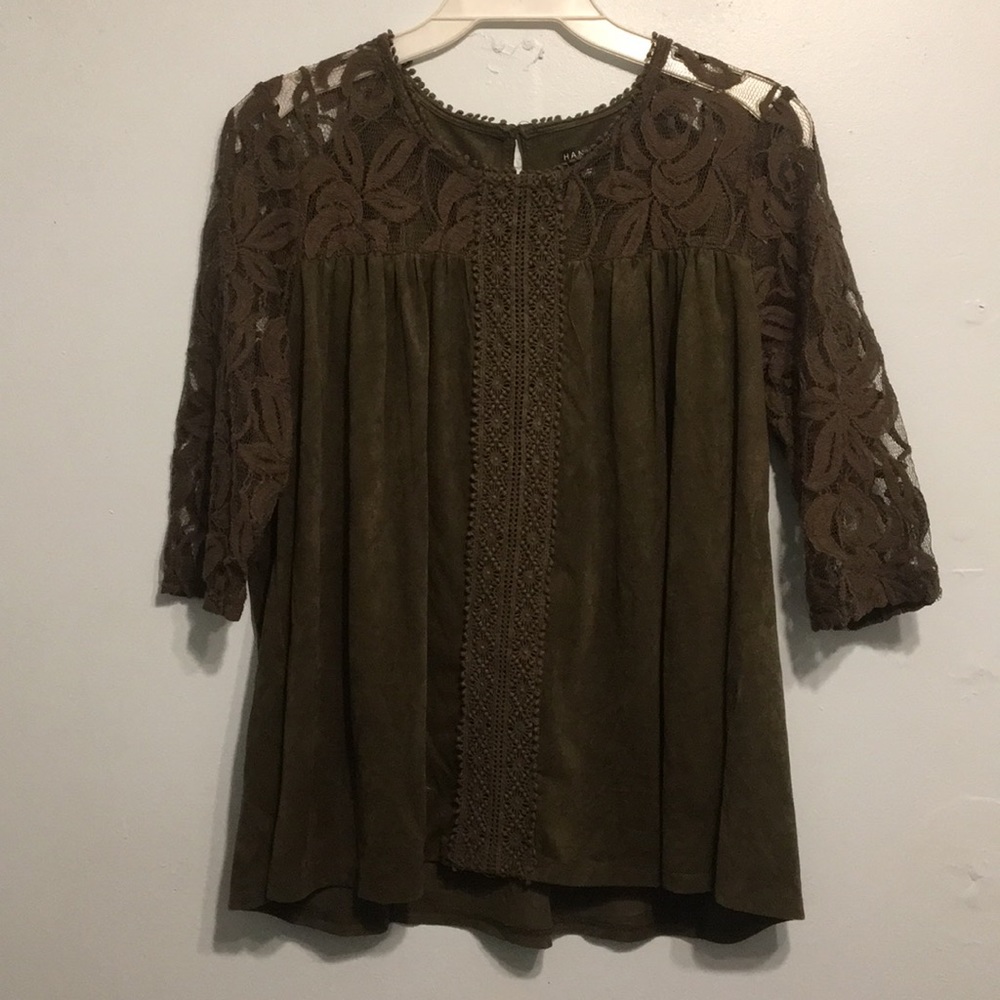 HANNAH suede green top with lace